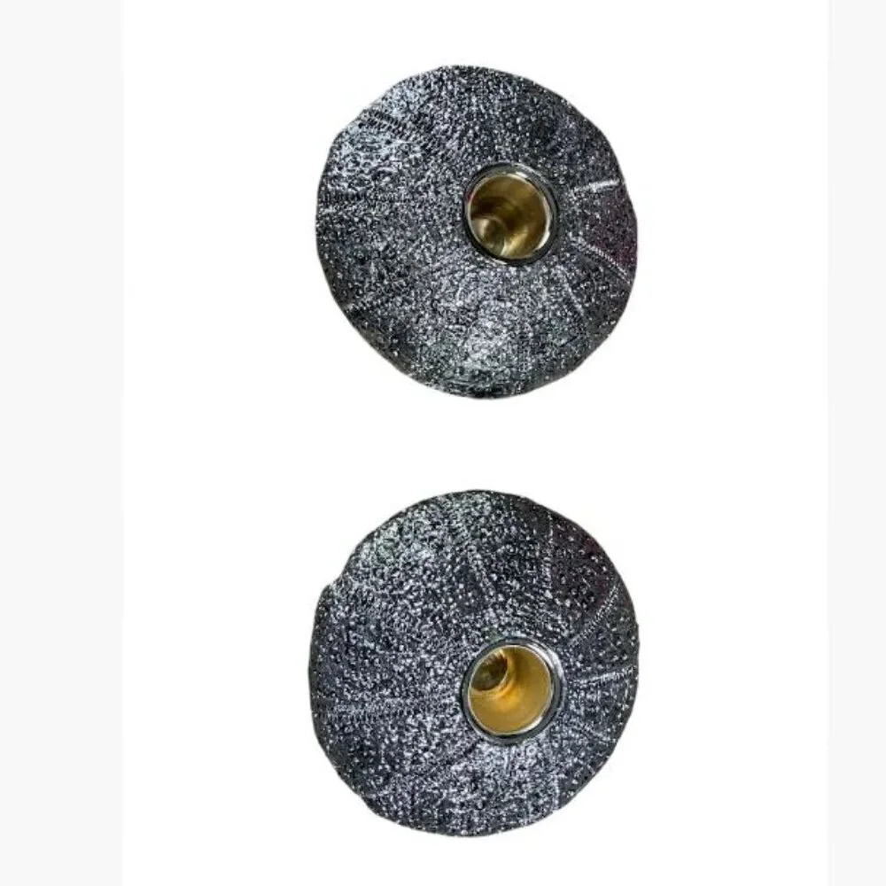 Williams Sonoma Sea Urchin Tiny Taper Holders One Pair Silvery New in Box (NIB)